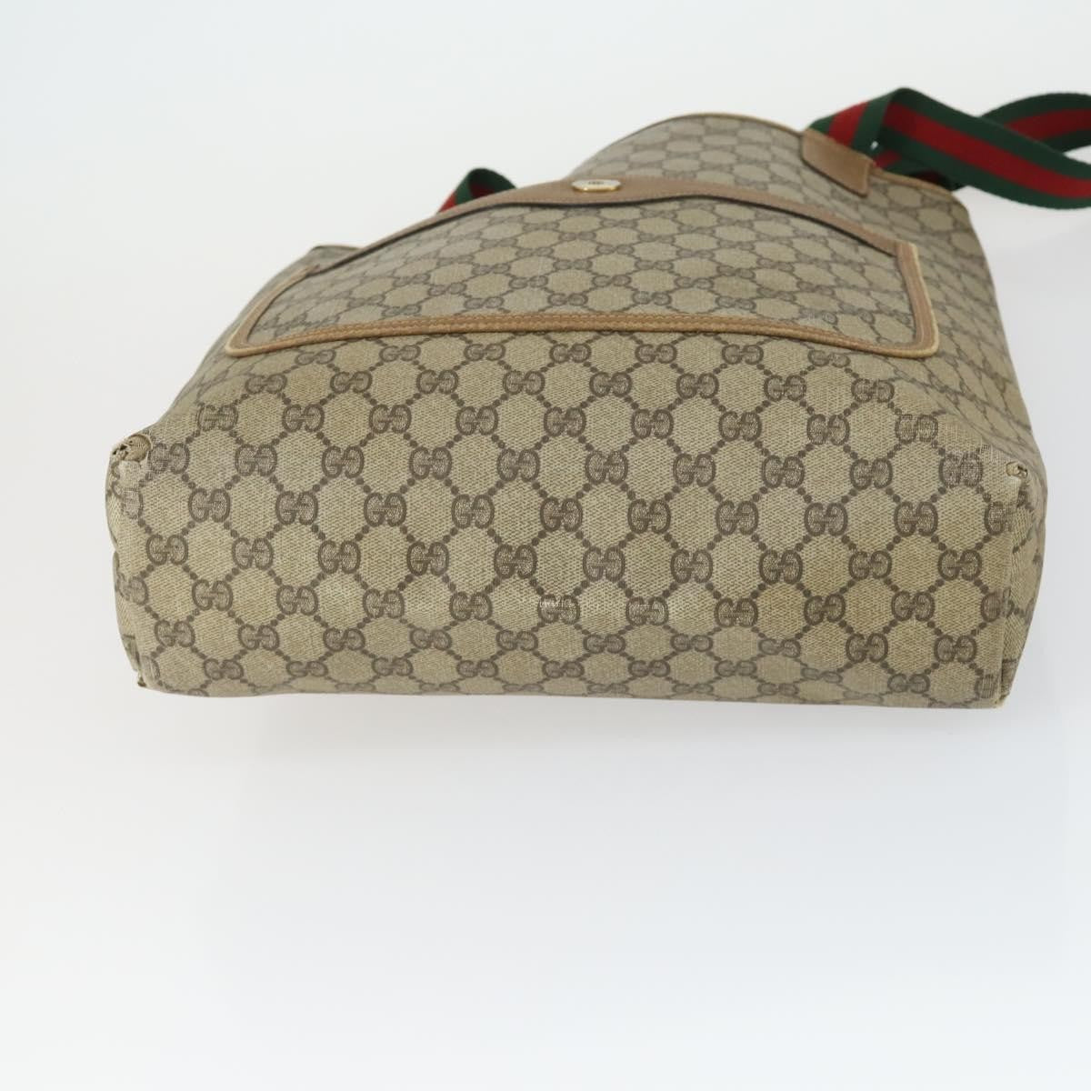 Gucci GUCCI GG Supreme Web Sherry Line Tote Bag PVC 5 Set Beige Red Authentic mr1849
