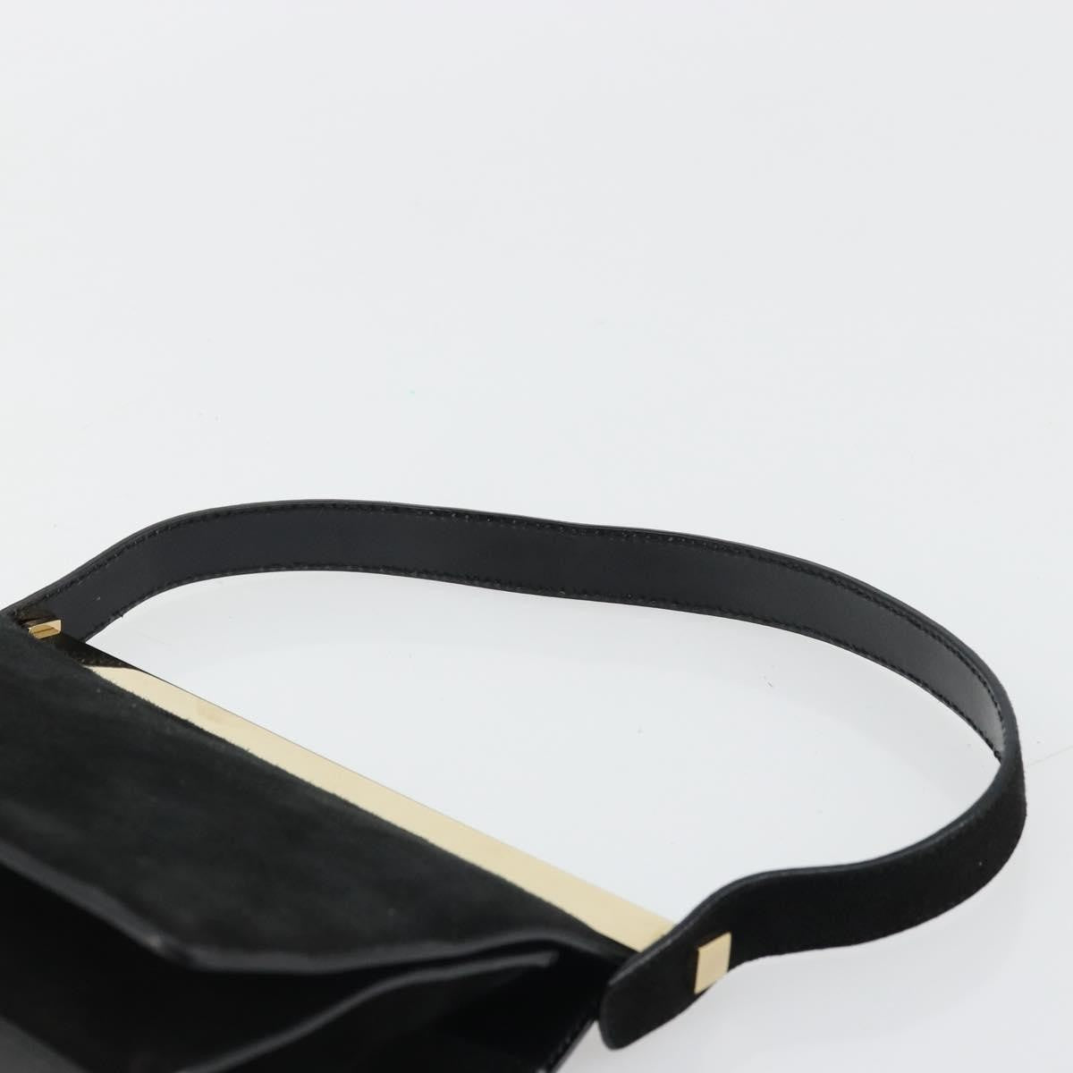 Gucci GUCCI Hand Bag Suede Black Gold 001 2058 1928 0 Authentic yk20276