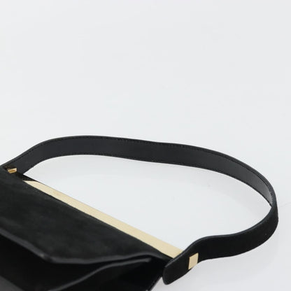 Gucci GUCCI Hand Bag Suede Black Gold 001 2058 1928 0 Authentic yk20276