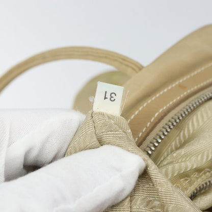 Prada PRADA Hand Bag Nylon Beige Silver Authentic 166752