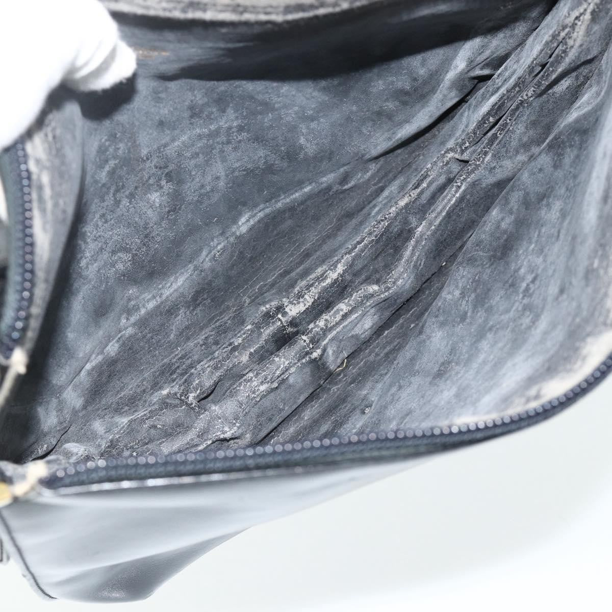 Loewe LOEWE Anagram Shoulder Bag Leather Black Gold Authentic 177548