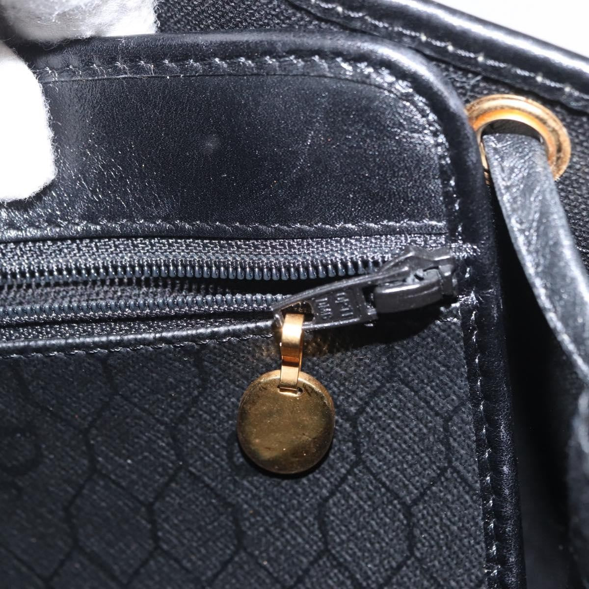 Dior Christian Dior Honeycomb Canvas Shoulder Bag PVC Black Gold Authentic 161139