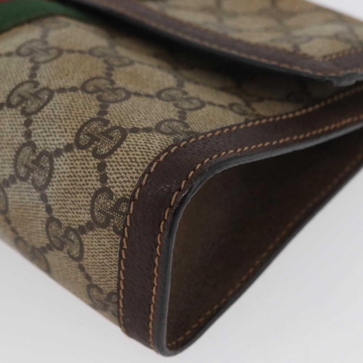 Gucci GUCCI GG Supreme Web Sherry Line Bag PVC Beige Gold 67 039 3087 Authentic 173857