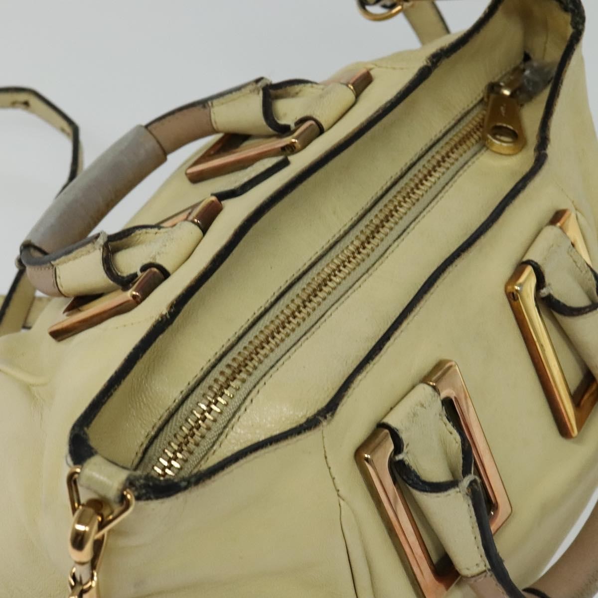 Chloé Chloé Chloe Etel Hand Bag Leather 2way Ivory Gold Authentic 138190