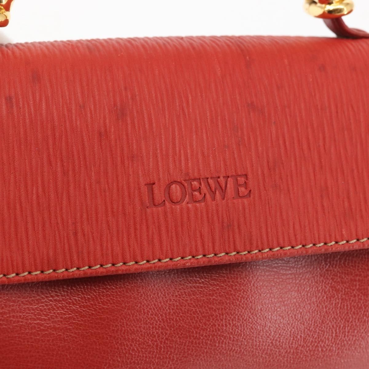 Loewe LOEWE Velazquez Hand Bag Leather Red Gold Authentic BA6367