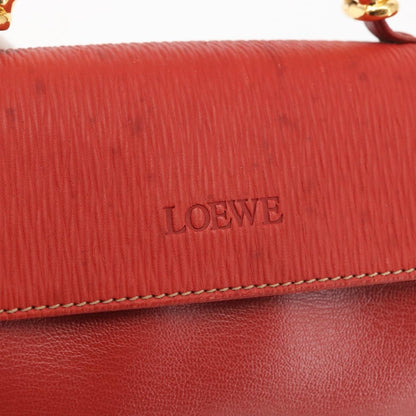 Loewe LOEWE Velazquez Hand Bag Leather Red Gold Authentic BA6367