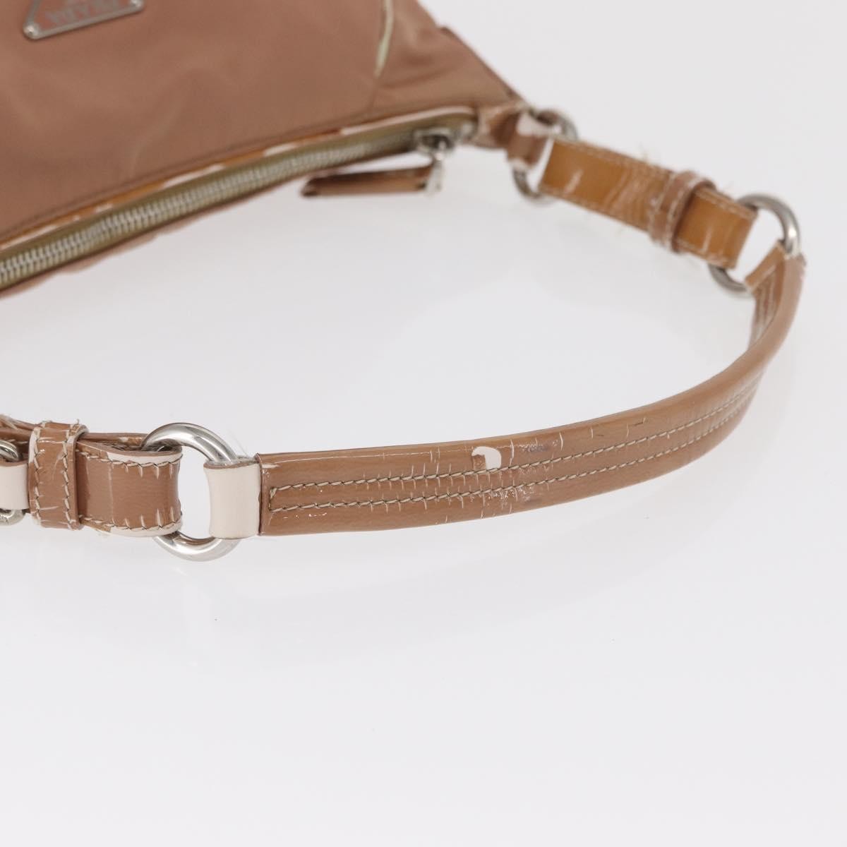 Prada PRADA Shoulder Bag Nylon Beige Silver Authentic 169041