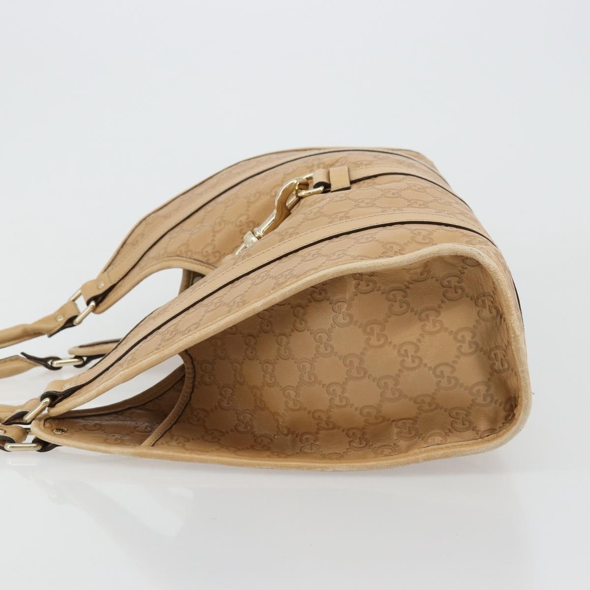Gucci GUCCI GG Canvas Guccissima Jackie Bag Leather Gold Beige 203494 Authentic ep14099