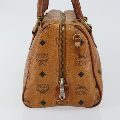MCM MCM Logogram Vicetos Boston Bag PVC Leather Brown Gold Authentic gh904