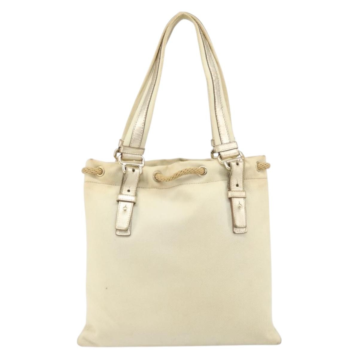 Saint Laurent SAINT LAURENT Kahala Tote Bag Canvas Beige Gold 123435 Authentic 171425