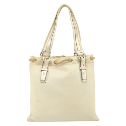 Saint Laurent SAINT LAURENT Kahala Tote Bag Canvas Beige Gold 123435 Authentic 171425