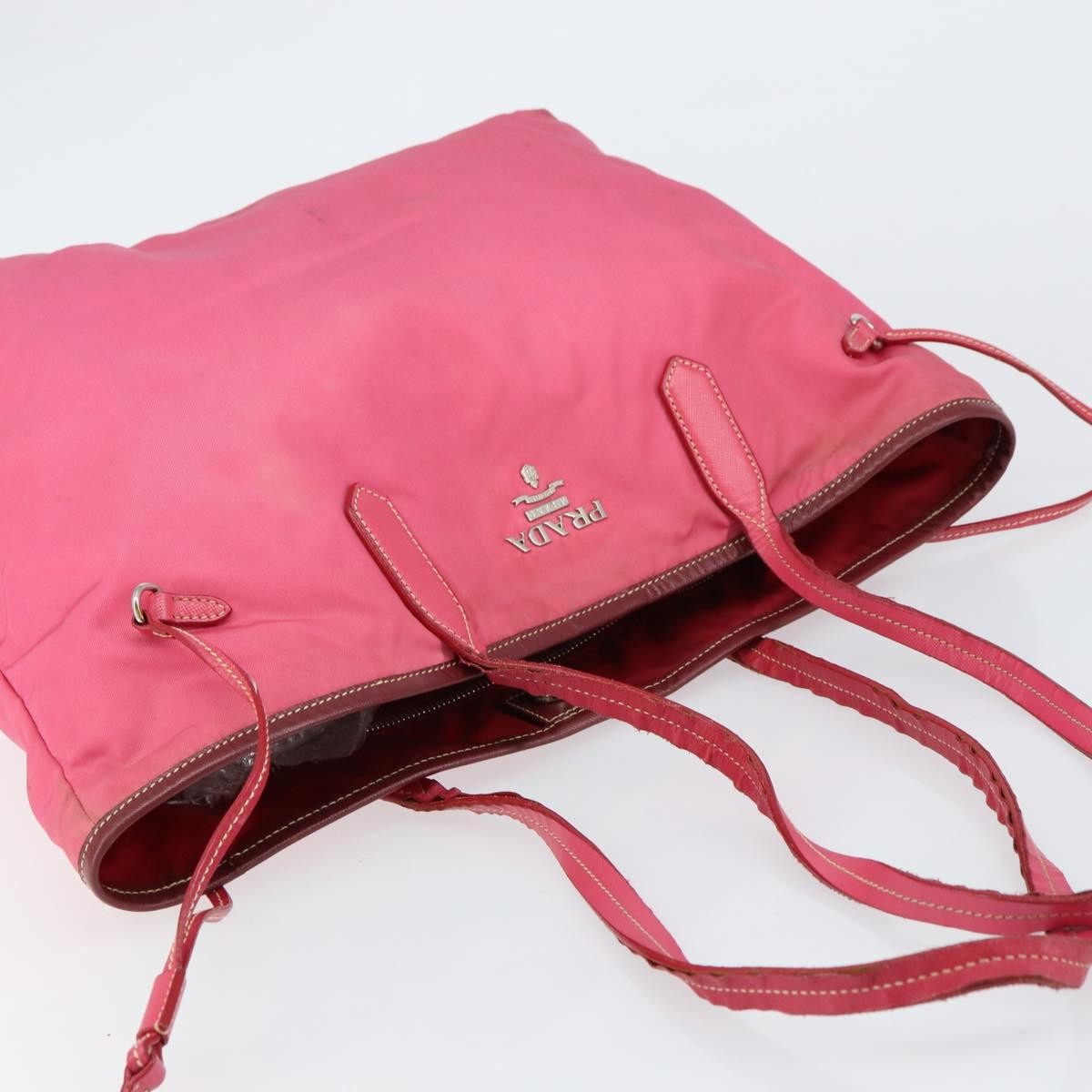 Prada PRADA Tote Bag Nylon Pink Silver Authentic 151499