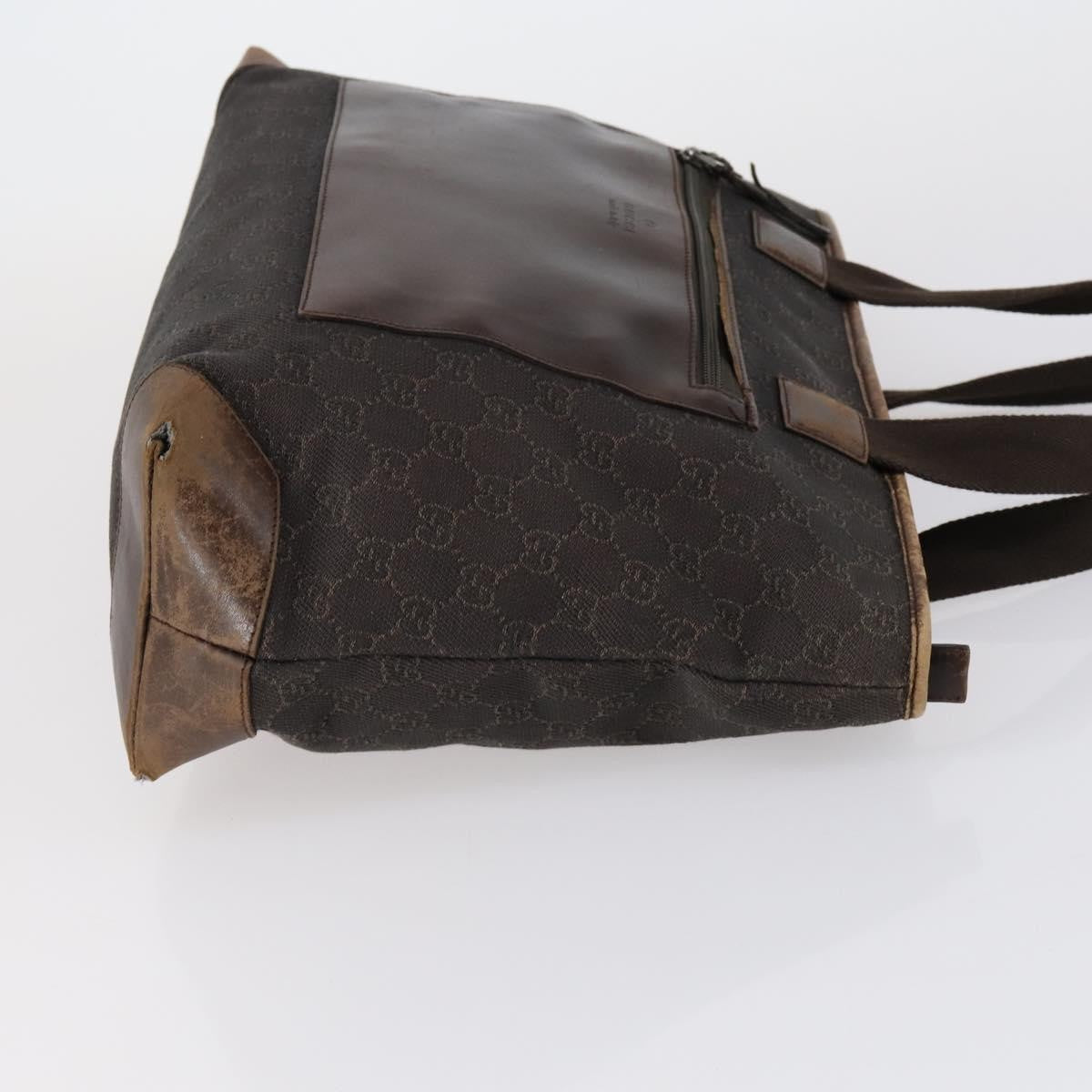 Gucci GUCCI GG Canvas Shoulder Bag Leather 3 Set Beige Dark Brown Authentic 152612