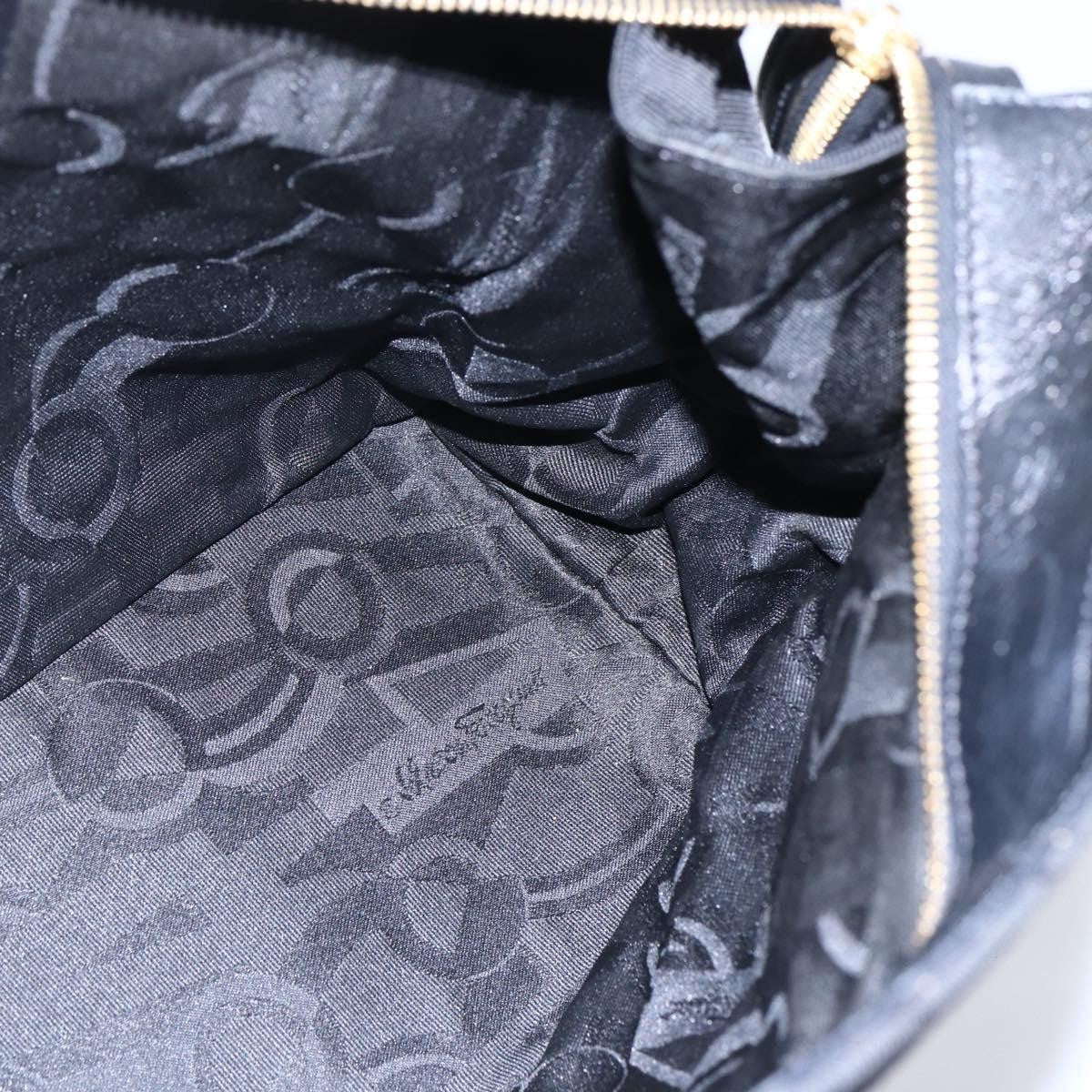 Salvatore Ferragamo Salvatore Ferragamo Chain Vala Tote Bag Canvas Navy Gold Authentic BA7334