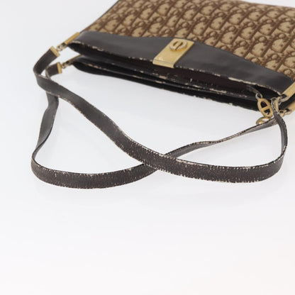 Dior Christian Dior Trotter Canvas Shoulder Bag Brown Gold Authentic 178153