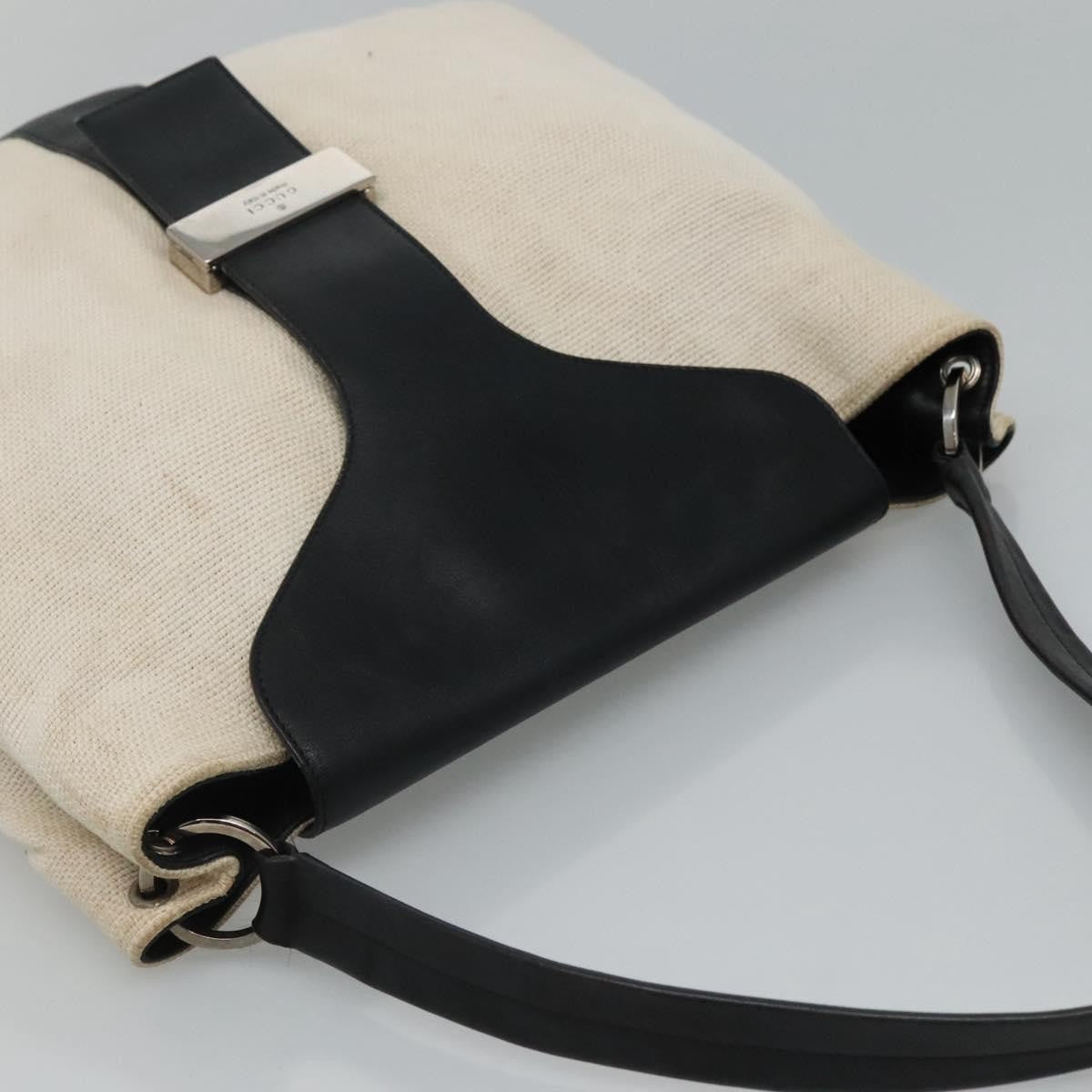 Gucci GUCCI Shoulder Bag Canvas Leather White Black Authentic ti2765