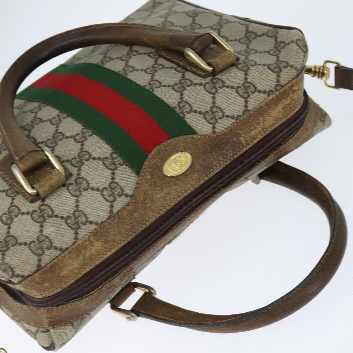 Gucci GUCCI GG Supreme Web Sherry Line Hand Bag PVC 2way Beige 67 02 3839 Authentic 148415