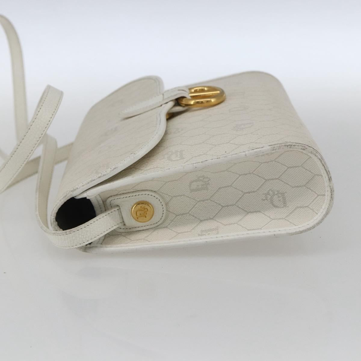 Dior Christian Dior Honeycomb Canvas Shoulder Bag PVC White Gold Authentic 170899