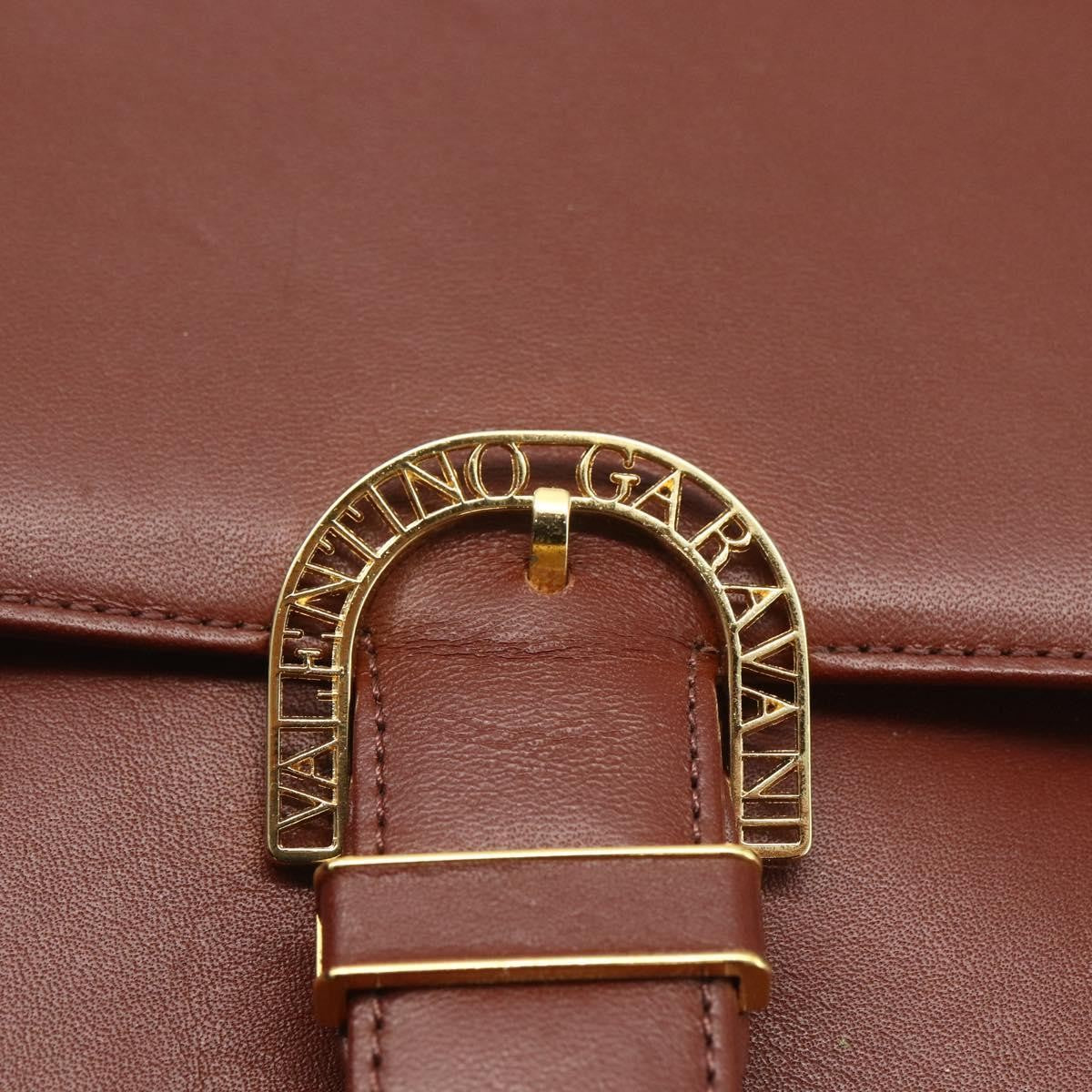 Valentino VALENTINO Hand Bag Leather 2way Brown Gold Authentic hk3311
