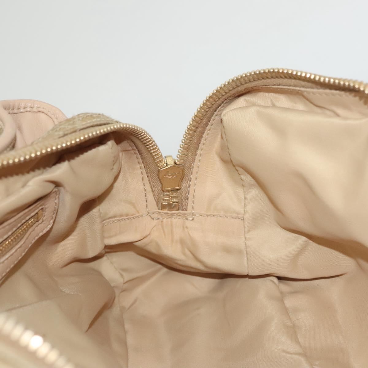 Dior Christian Dior Canage Hand Bag Nylon Beige Gold Authentic mr1376