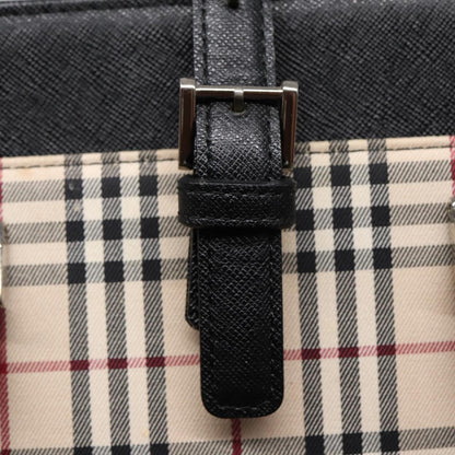 Burberry BURBERRY Nova Check Hand Bag Canvas Beige Black Authentic am6710