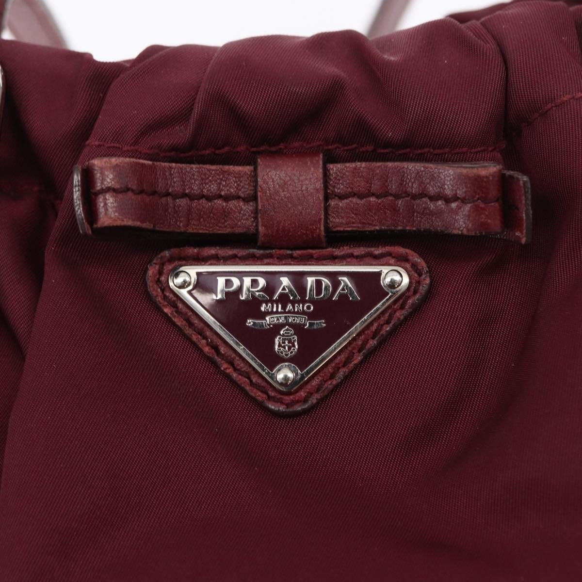 Prada PRADA Tote Bag Nylon Bordeaux Gold Authentic ep12877