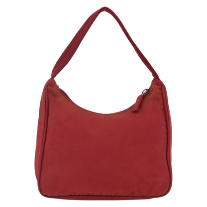 Prada PRADA Hand Bag Nylon Red Silver Authentic LNZ991