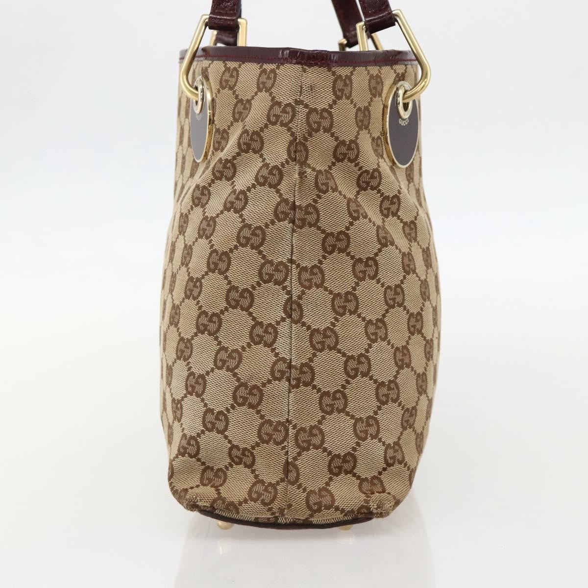 Gucci GUCCI GG Canvas Tote Bag Beige Gold 120837 Authentic YKZ1152