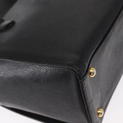 Versace VERSACE Tote Bag Leather Black Gold Authentic BA8013