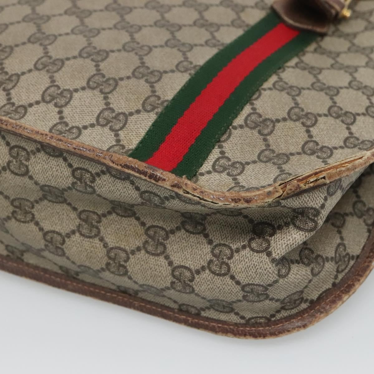 Gucci GUCCI GG Supreme Web Sherry Line Hand Bag PVC Beige Gold Authentic ar13384
