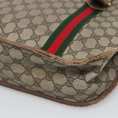 Gucci GUCCI GG Supreme Web Sherry Line Hand Bag PVC Beige Gold Authentic ar13384