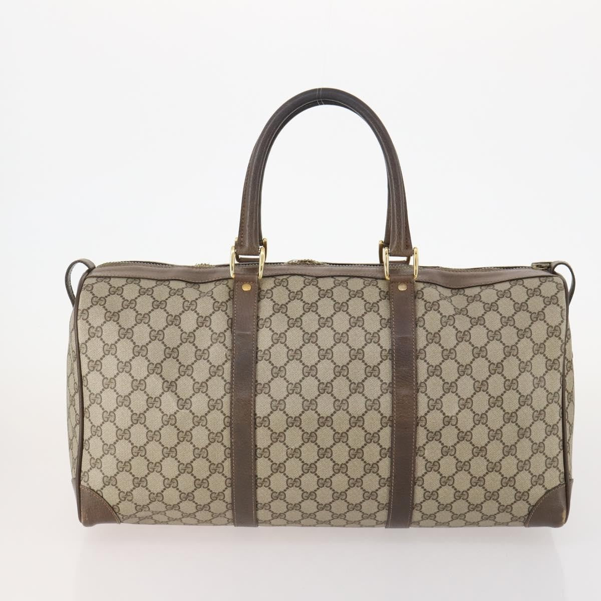 Gucci GUCCI GG Supreme Hand Bag Leather 2 Set Black Beige Authentic 173983