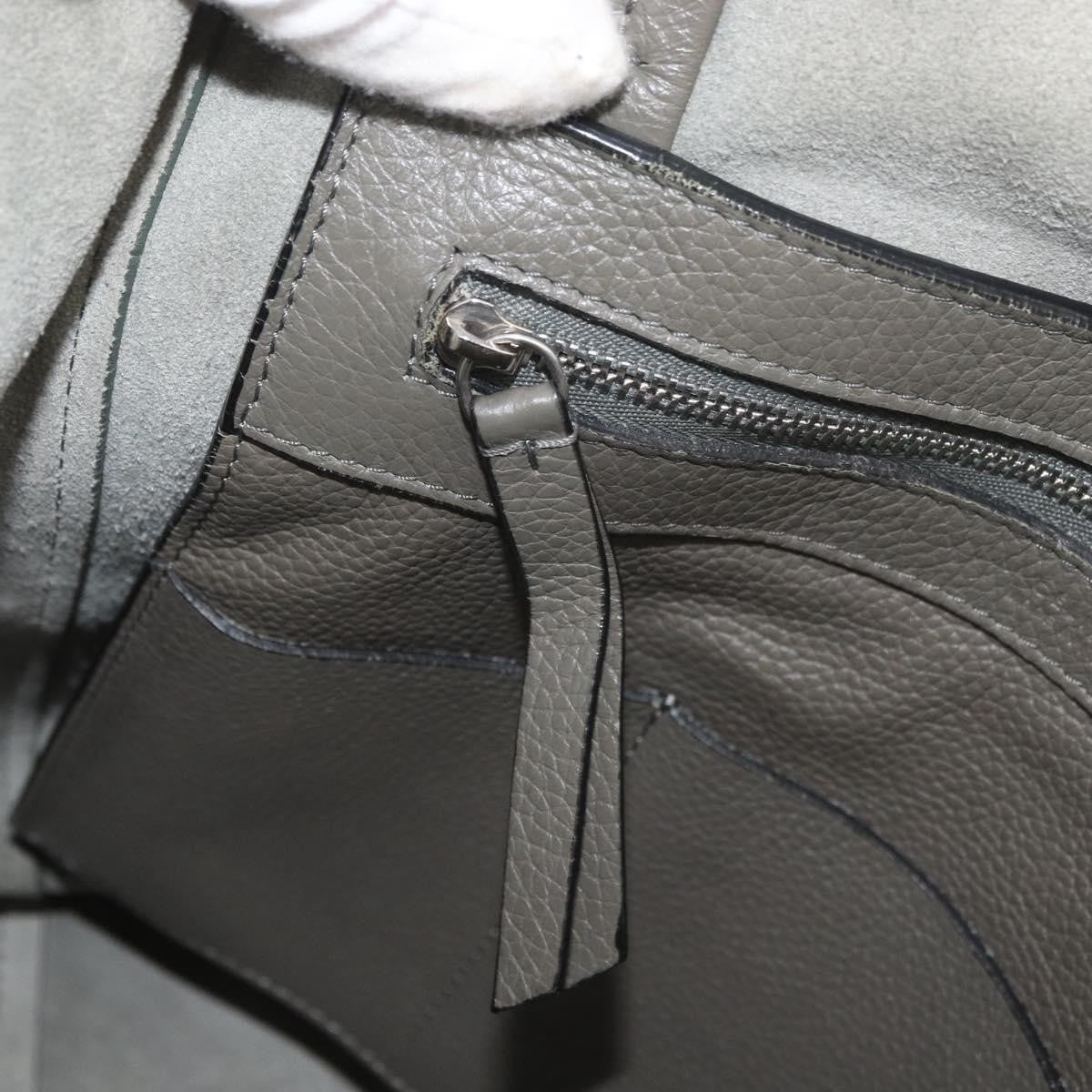 Celine CELINE Cabas Phantom Tote Bag Leather Gray Silver Authentic hk3679