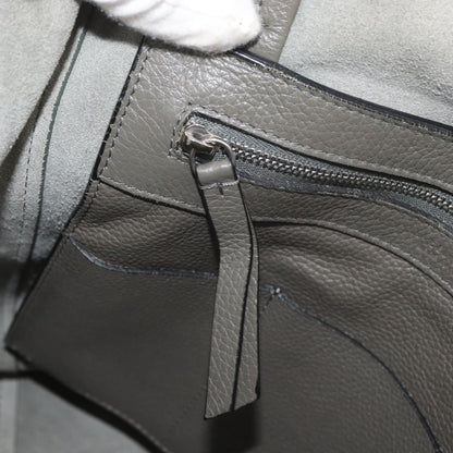 Celine CELINE Cabas Phantom Tote Bag Leather Gray Silver Authentic hk3679