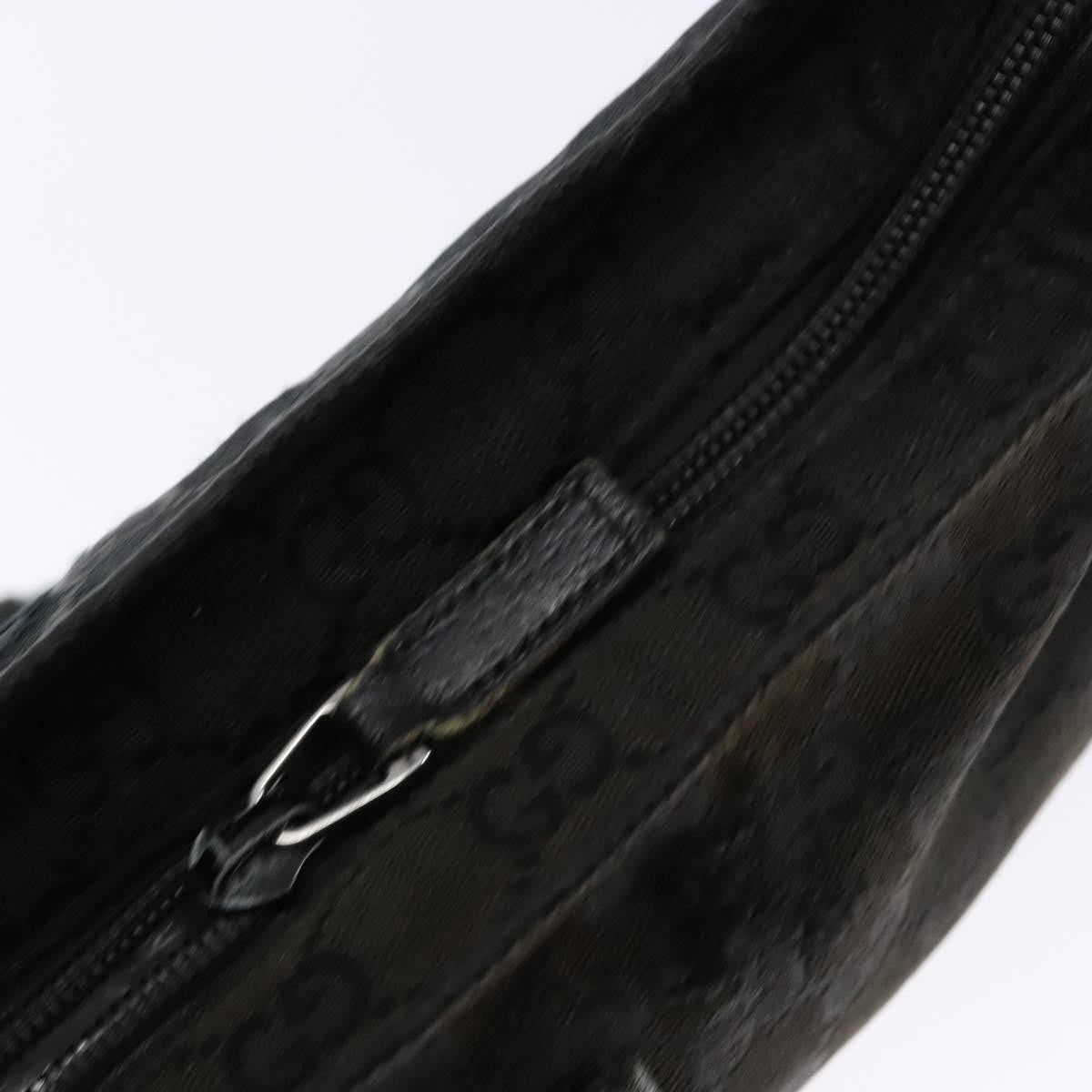 Gucci GUCCI GG Canvas Web Sherry Line Shoulder Bag Black Silver 189749 Authentic bs28637