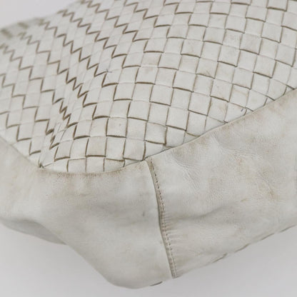 BOTTEGAVENETA BOTTEGAVENETA BOTTEGA VENETA INTRECCIATO Shoulder Bag Leather White Silver Authentic bs30958