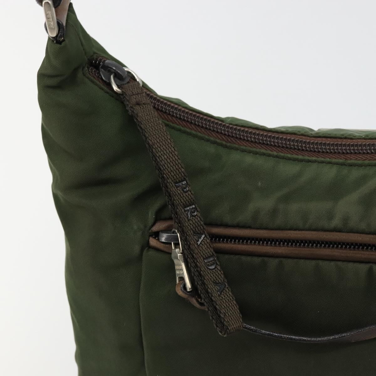 Prada PRADA Shoulder Bag Nylon Khaki Silver Authentic bs34740
