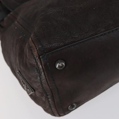 Prada PRADA Hand Bag Leather 2way Brown Silver Authentic 153083