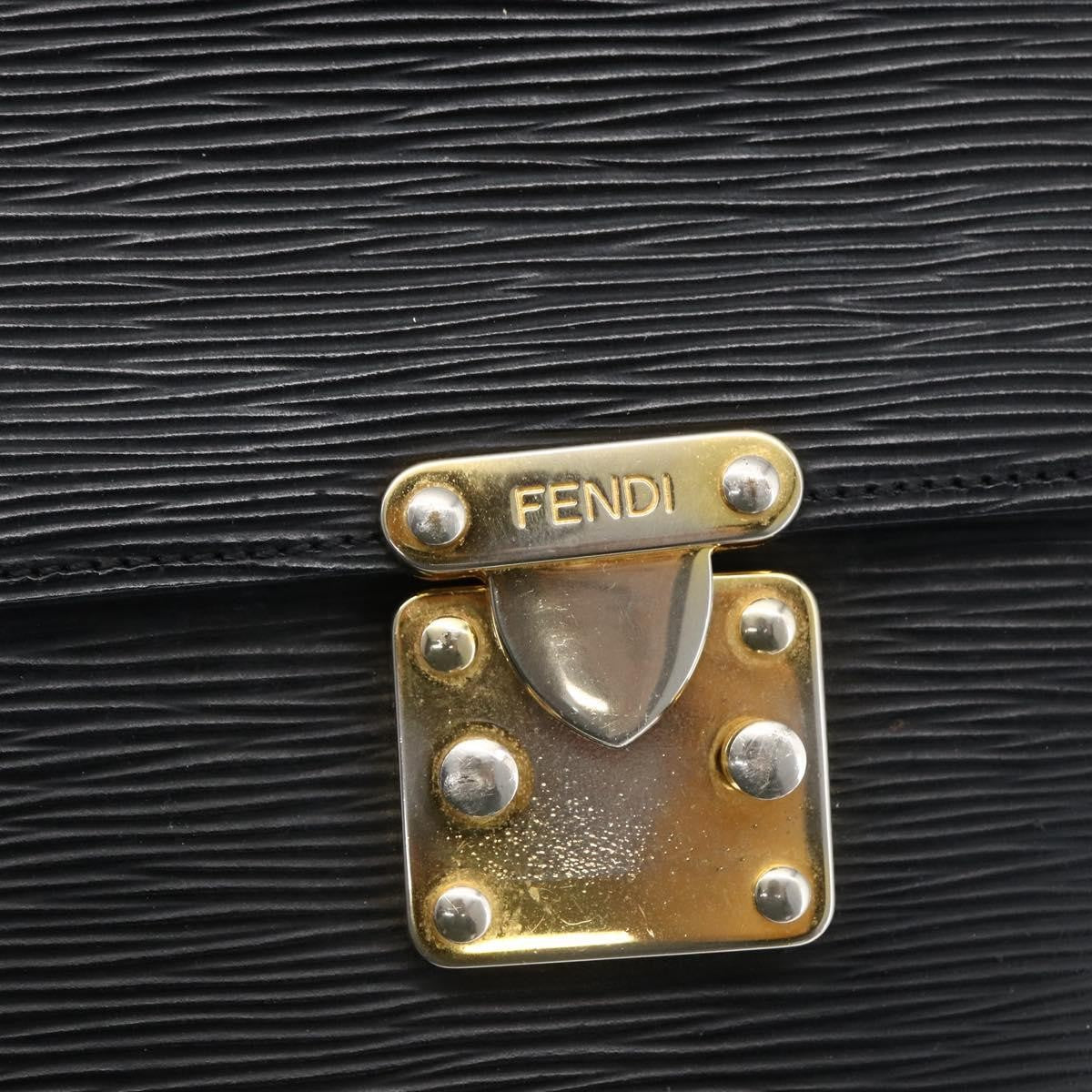 Fendi FENDI Hand Bag Leather Black Gold Authentic ka2601