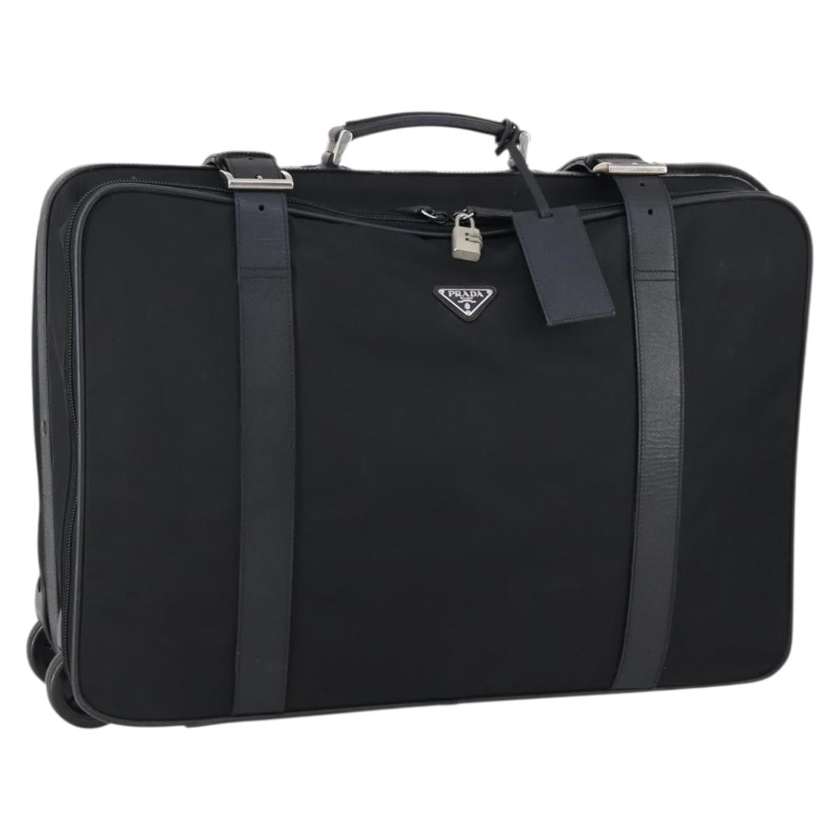 Prada PRADA Trunk Nylon Black Silver Authentic am9650 Bag