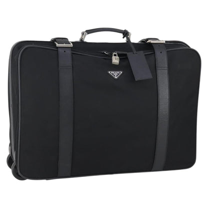Prada PRADA Trunk Nylon Black Silver Authentic am9650 Bag