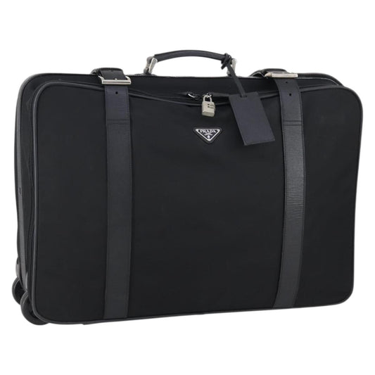Prada PRADA Trunk Nylon Black Silver Authentic am9650 Bag