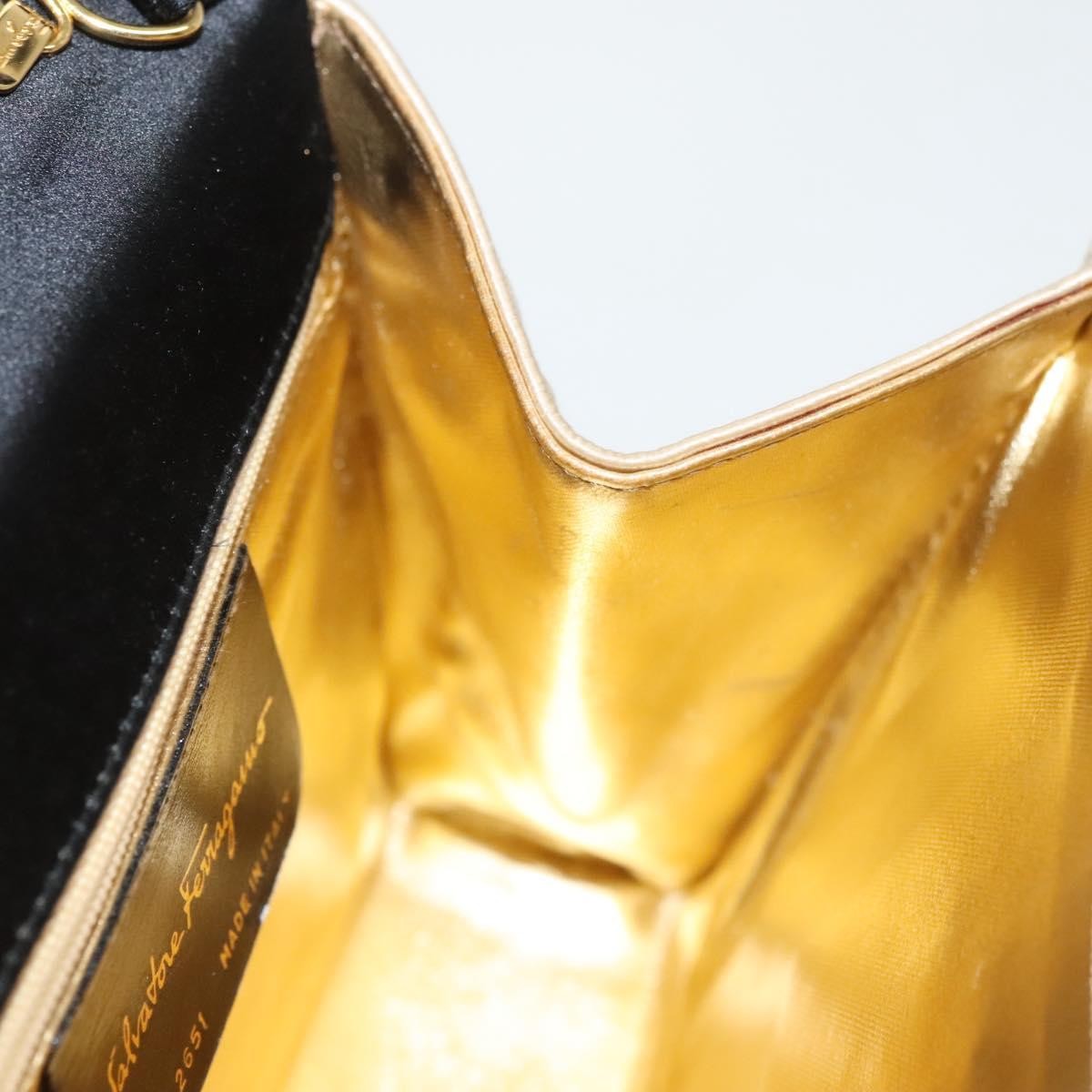 Salvatore Ferragamo Salvatore Ferragamo Vala Hand Bag Satin Beige Gold Authentic BA2675
