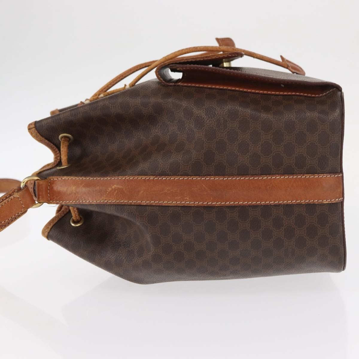 Celine CELINE Macadam Canvas Shoulder Bag PVC Leather 2way Brown Gold Authentic ka784