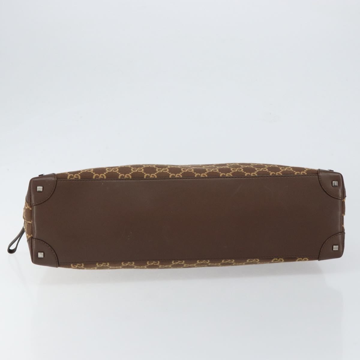 Gucci GUCCI GG Canvas Hand Bag Leather Brown Gold Authentic 149459