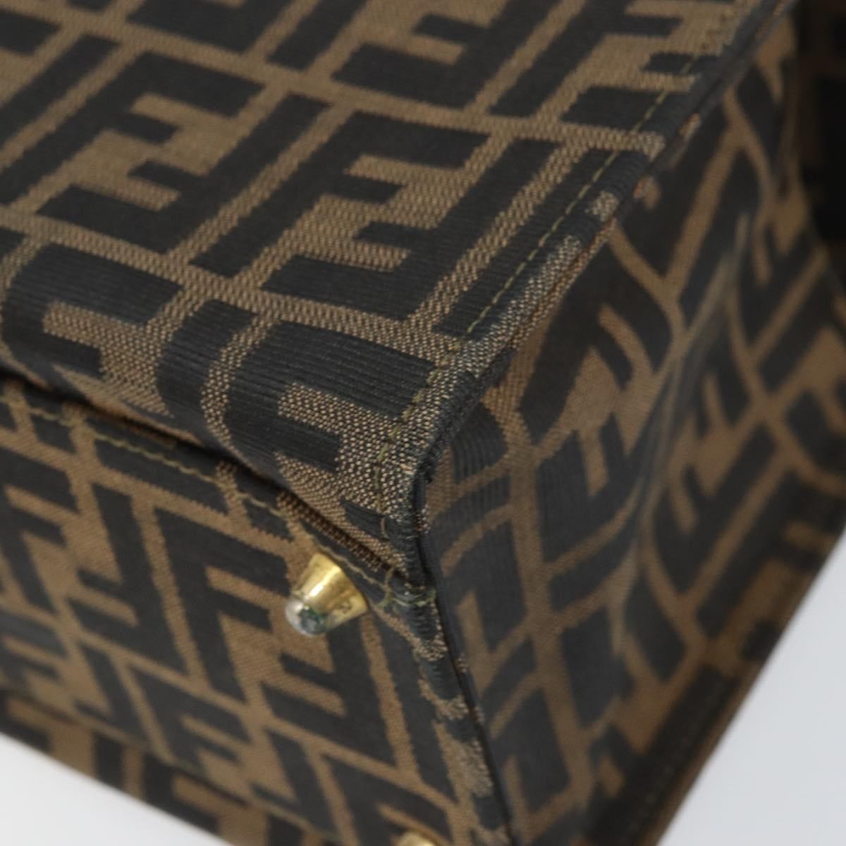 Fendi FENDI Zucca Canvas Vanity Hand Bag Black Brown Authentic 169044