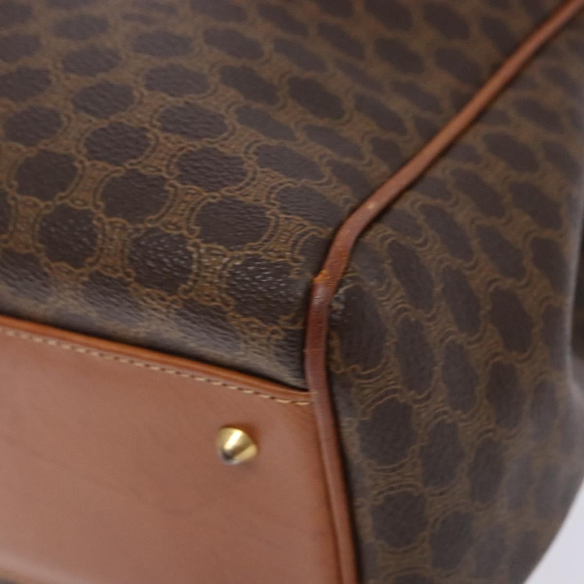 Celine CELINE Macadam Canvas Hand Bag PVC Leather Brown Gold Authentic bs28733