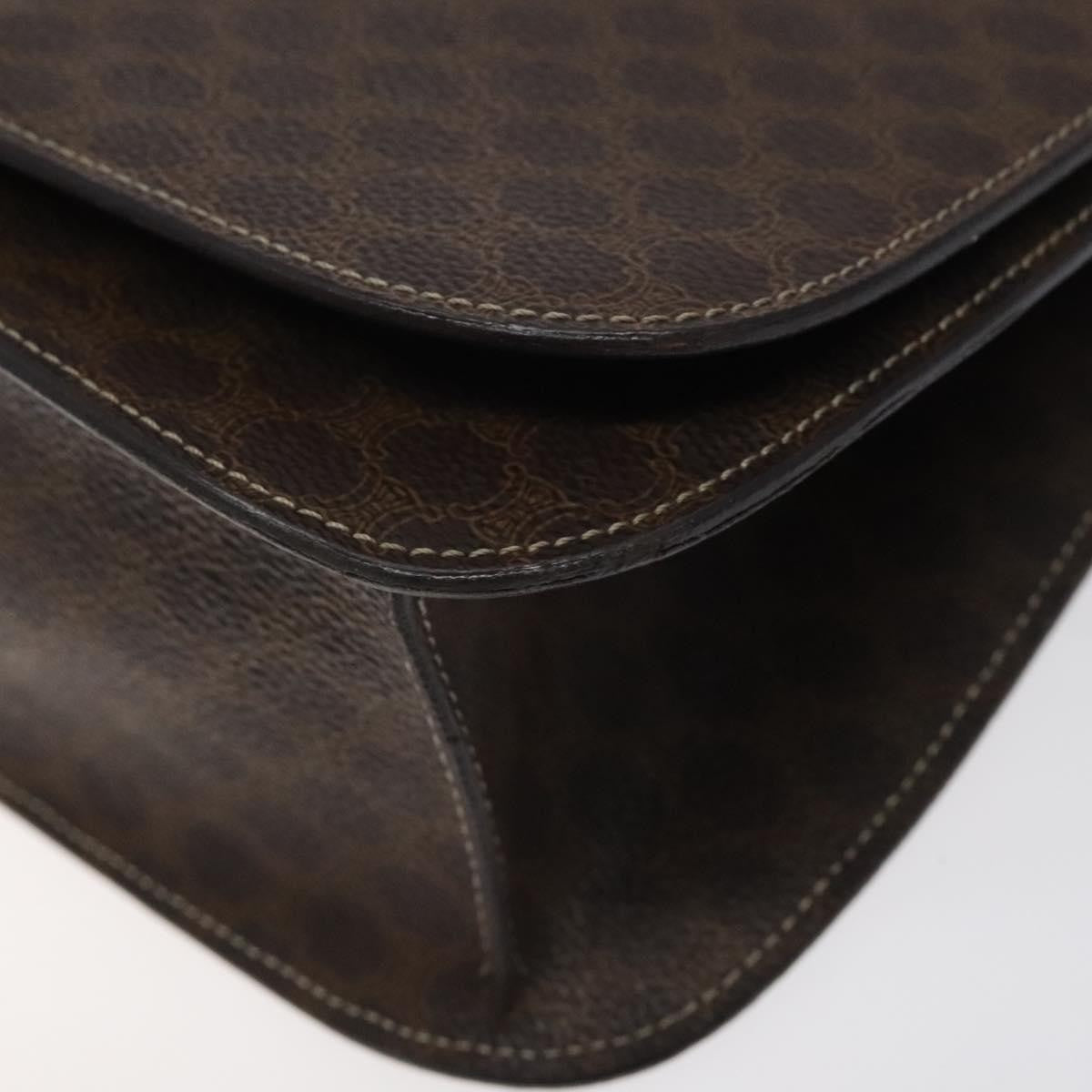 Celine CELINE Macadam Canvas Shoulder Bag PVC Leather Brown Gold Authentic 122137