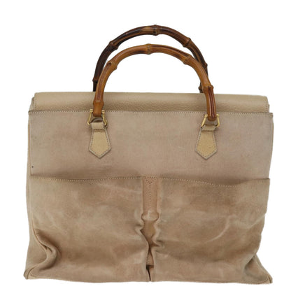 Gucci GUCCI Bamboo Tote Bag Suede 2way Beige 002 2855 0322 0 Authentic 77226