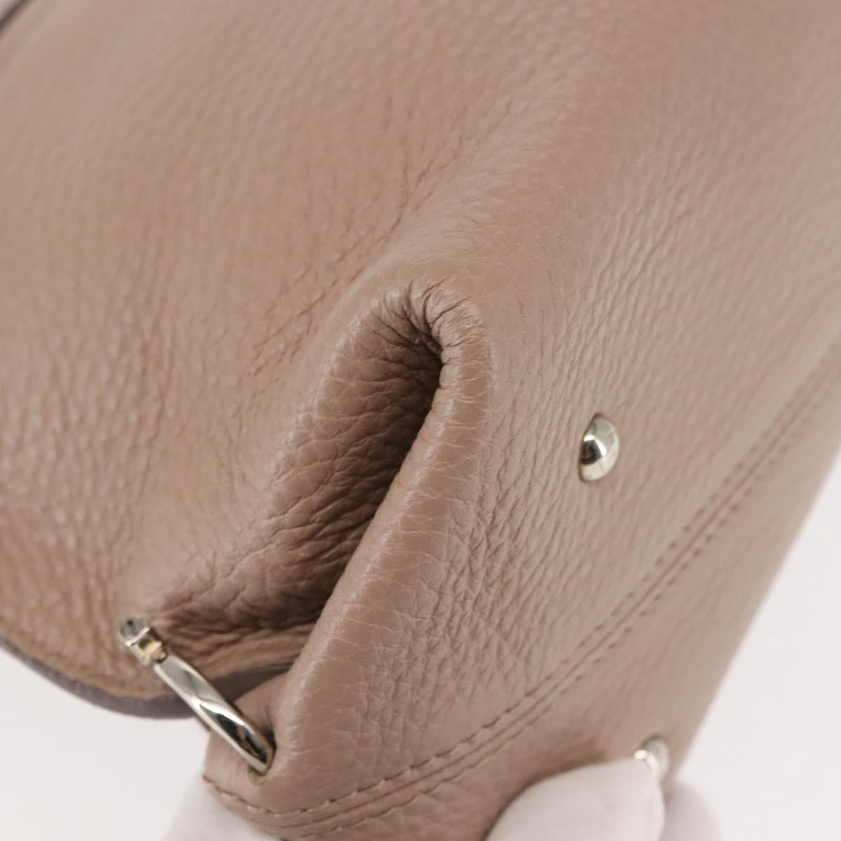 Salvatore Ferragamo Salvatore Ferragamo Gancini Sophia Hand Bag Leather Beige Silver Authentic 145498